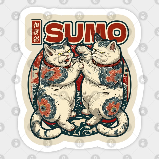 Japanese Sumo Wrestling Cats Sticker by Apocatnipse Meow